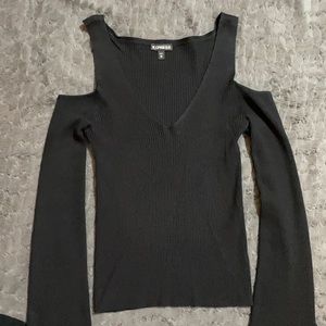 EXPRESS Black Ribbed Top XS